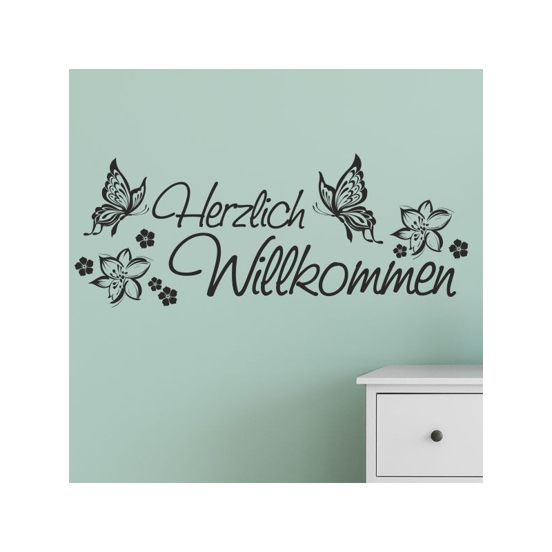 Wandaufkleber Wandtattoo Aufkleber Wand Herzlich Willkommen Schriftzug Tattoo Sprachen Herz Dekor Welcome Zuhause Home Sweet