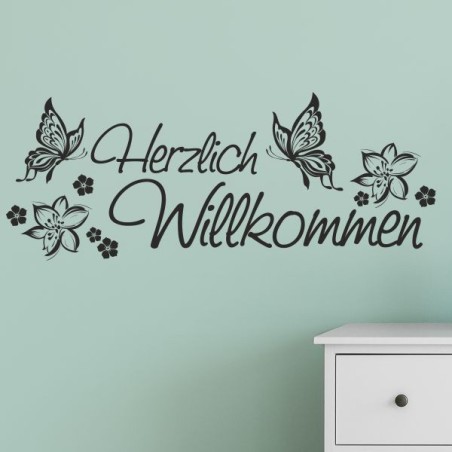 Wandaufkleber Wandtattoo Aufkleber Wand Herzlich Willkommen Schriftzug Tattoo Sprachen Herz Dekor Welcome Zuhause Home Sweet