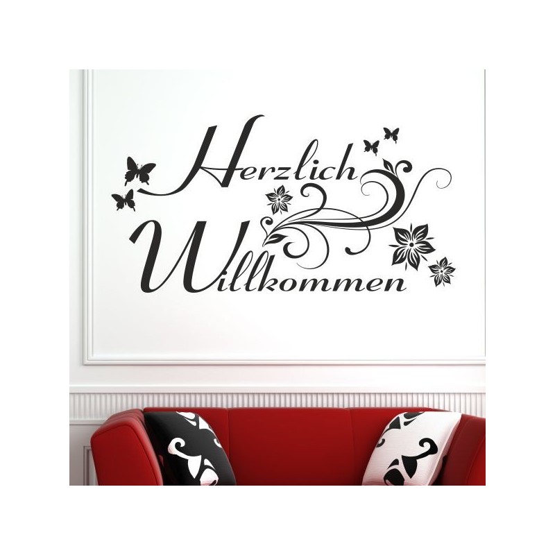 Wandaufkleber Wandtattoo Aufkleber Wand Herzlich Willkommen Schriftzug Tattoo Sprachen Herz Dekor Welcome Zuhause Home Sweet