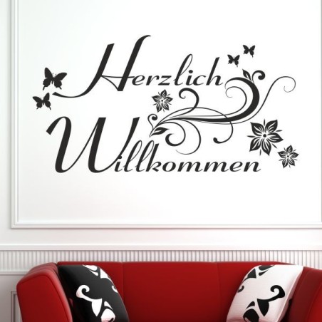 Wandaufkleber Wandtattoo Aufkleber Wand Herzlich Willkommen Schriftzug Tattoo Sprachen Herz Dekor Welcome Zuhause Home Sweet