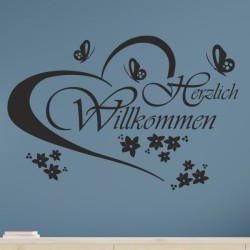 Wandaufkleber Wandtattoo Aufkleber Wand Herzlich Willkommen Schriftzug Tattoo Sprachen Herz Dekor Welcome Zuhause Home Sweet