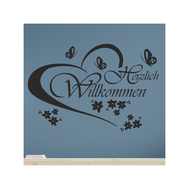 Wandaufkleber Wandtattoo Aufkleber Wand Herzlich Willkommen Schriftzug Tattoo Sprachen Herz Dekor Welcome Zuhause Home Sweet