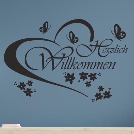 Wandaufkleber Wandtattoo Aufkleber Wand Herzlich Willkommen Schriftzug Tattoo Sprachen Herz Dekor Welcome Zuhause Home Sweet