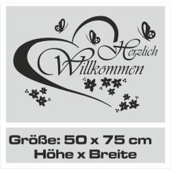 Wandaufkleber Wandtattoo Aufkleber Wand Herzlich Willkommen Schriftzug Tattoo Sprachen Herz Dekor Welcome Zuhause Home Sweet