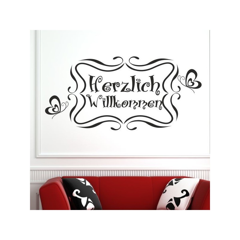 Wandaufkleber Wandtattoo Aufkleber Wand Herzlich Willkommen Schriftzug Tattoo Sprachen Herz Dekor Welcome Zuhause Home Sweet