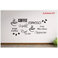KAFFEE SET 18 Stück Coffee Cappuccino Küche Esszimmer Dekor Wandtattoo Wandaufkleber