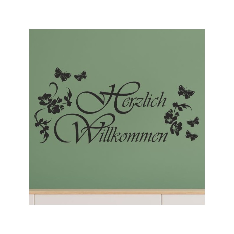 Wandaufkleber Wandtattoo Aufkleber Wand Herzlich Willkommen Schriftzug Tattoo Sprachen Herz Dekor Welcome Zuhause Home Sweet