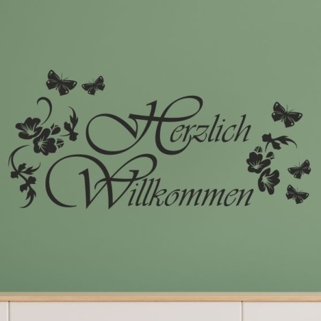 Wandaufkleber Wandtattoo Aufkleber Wand Herzlich Willkommen Schriftzug Tattoo Sprachen Herz Dekor Welcome Zuhause Home Sweet