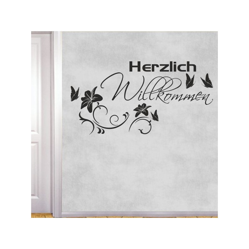 Wandaufkleber Wandtattoo Aufkleber Wand Herzlich Willkommen Schriftzug Tattoo Sprachen Herz Dekor Welcome Zuhause Home Sweet