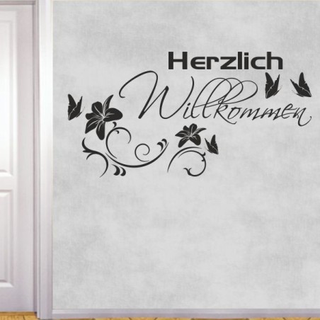 Wandaufkleber Wandtattoo Aufkleber Wand Herzlich Willkommen Schriftzug Tattoo Sprachen Herz Dekor Welcome Zuhause Home Sweet
