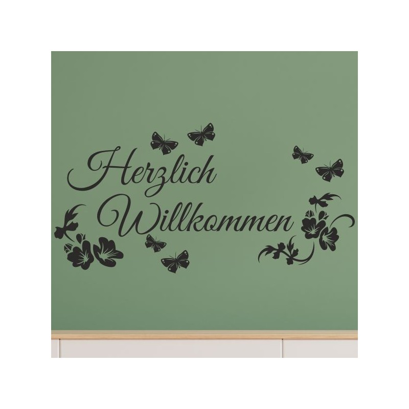 Wandaufkleber Wandtattoo Aufkleber Wand Herzlich Willkommen Schriftzug Tattoo Sprachen Herz Dekor Welcome Zuhause Home Sweet