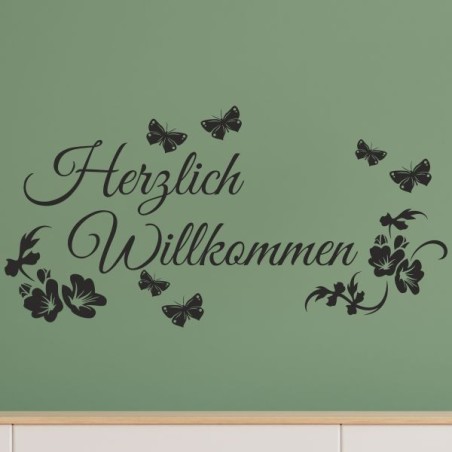 Wandaufkleber Wandtattoo Aufkleber Wand Herzlich Willkommen Schriftzug Tattoo Sprachen Herz Dekor Welcome Zuhause Home Sweet