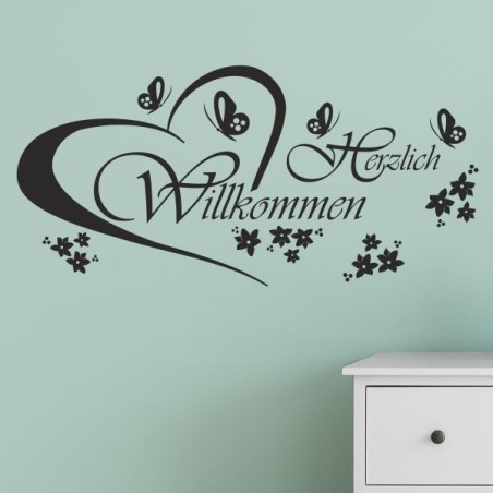 Wandaufkleber Wandtattoo Aufkleber Wand Herzlich Willkommen Schriftzug Tattoo Sprachen Herz Dekor Welcome Zuhause Home Sweet