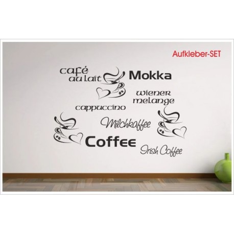 10x Kaffee Küche Esszimmer Espresso Coffee Lounge Tasse Dekor Aufkleber Dekor Wandtattoo Wandaufkleber