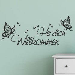 Wandaufkleber Wandtattoo Aufkleber Wand Herzlich Willkommen Schriftzug Tattoo Sprachen Herz Dekor Welcome Zuhause Home Sweet