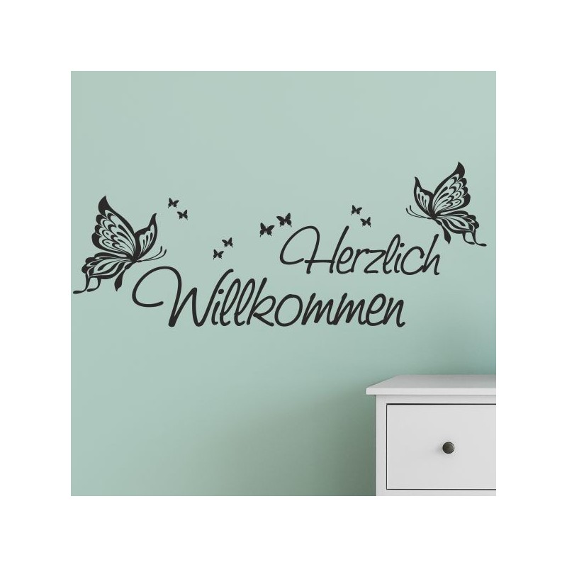Wandaufkleber Wandtattoo Aufkleber Wand Herzlich Willkommen Schriftzug Tattoo Sprachen Herz Dekor Welcome Zuhause Home Sweet