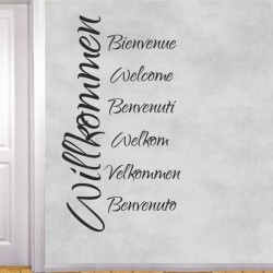 Wandaufkleber Wandtattoo Aufkleber Wand Herzlich Willkommen Schriftzug Tattoo Sprachen Herz Dekor Welcome Zuhause Home Sweet