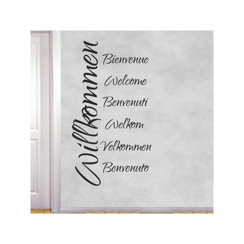 Wandaufkleber Wandtattoo Aufkleber Wand Herzlich Willkommen Schriftzug Tattoo Sprachen Herz Dekor Welcome Zuhause Home Sweet