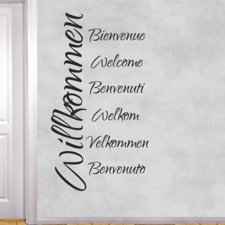 Wandaufkleber Wandtattoo Aufkleber Wand Herzlich Willkommen Schriftzug Tattoo Sprachen Herz Dekor Welcome Zuhause Home Sweet