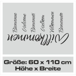Wandaufkleber Wandtattoo Aufkleber Wand Herzlich Willkommen Schriftzug Tattoo Sprachen Herz Dekor Welcome Zuhause Home Sweet