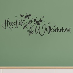 Wandaufkleber Wandtattoo Aufkleber Wand Herzlich Willkommen Schriftzug Tattoo Sprachen Herz Dekor Welcome Zuhause Home Sweet