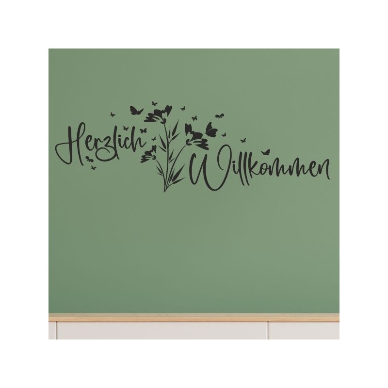 Wandaufkleber Wandtattoo Aufkleber Wand Herzlich Willkommen Schriftzug Tattoo Sprachen Herz Dekor Welcome Zuhause Home Sweet