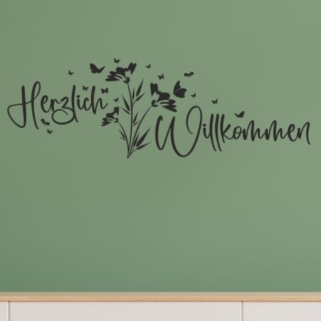 Wandaufkleber Wandtattoo Aufkleber Wand Herzlich Willkommen Schriftzug Tattoo Sprachen Herz Dekor Welcome Zuhause Home Sweet