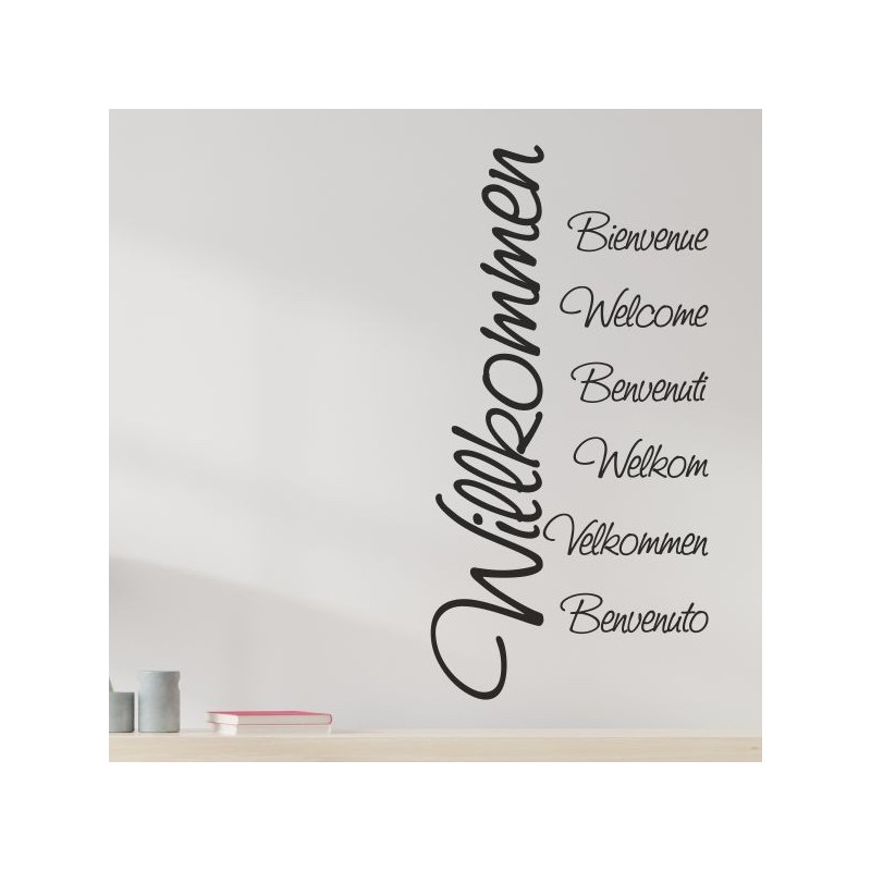 Wandaufkleber Wandtattoo Aufkleber Wand Herzlich Willkommen Schriftzug Tattoo Sprachen Herz Dekor Welcome Zuhause Home Sweet