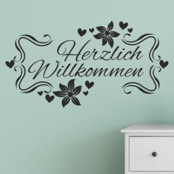Wandaufkleber Wandtattoo Aufkleber Wand Herzlich Willkommen Schriftzug Tattoo Sprachen Herz Dekor Welcome Zuhause Home Sweet