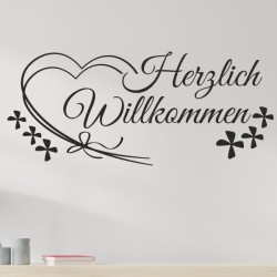 Wandaufkleber Wandtattoo Aufkleber Wand Herzlich Willkommen Schriftzug Tattoo Sprachen Herz Dekor Welcome Zuhause Home Sweet