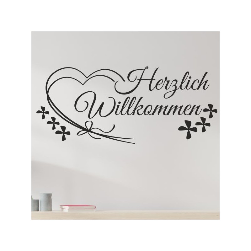 Wandaufkleber Wandtattoo Aufkleber Wand Herzlich Willkommen Schriftzug Tattoo Sprachen Herz Dekor Welcome Zuhause Home Sweet