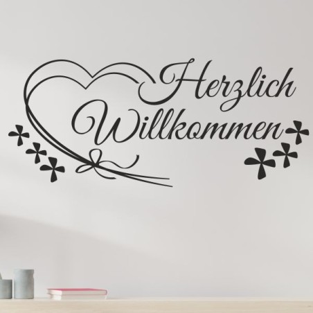 Wandaufkleber Wandtattoo Aufkleber Wand Herzlich Willkommen Schriftzug Tattoo Sprachen Herz Dekor Welcome Zuhause Home Sweet