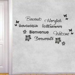 Wandaufkleber Wandtattoo Aufkleber Wand Herzlich Willkommen Schriftzug Tattoo Sprachen Herz Dekor Welcome Zuhause Home Sweet