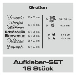 Wandaufkleber Wandtattoo Aufkleber Wand Herzlich Willkommen Schriftzug Tattoo Sprachen Herz Dekor Welcome Zuhause Home Sweet