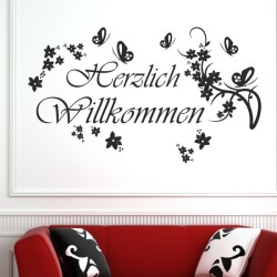Wandaufkleber Wandtattoo Aufkleber Wand Herzlich Willkommen Schriftzug Tattoo Sprachen Herz Dekor Welcome Zuhause Home Sweet