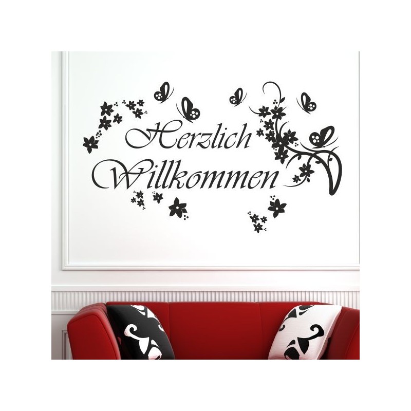 Wandaufkleber Wandtattoo Aufkleber Wand Herzlich Willkommen Schriftzug Tattoo Sprachen Herz Dekor Welcome Zuhause Home Sweet