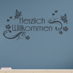 Wandaufkleber Wandtattoo Aufkleber Wand Herzlich Willkommen Schriftzug Tattoo Sprachen Herz Dekor Welcome Zuhause Home Sweet