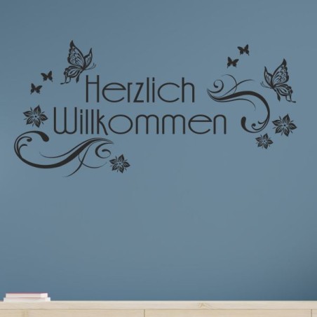 Wandaufkleber Wandtattoo Aufkleber Wand Herzlich Willkommen Schriftzug Tattoo Sprachen Herz Dekor Welcome Zuhause Home Sweet