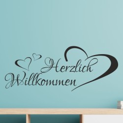 Wandaufkleber Wandtattoo Aufkleber Wand Herzlich Willkommen Schriftzug Tattoo Sprachen Herz Dekor Welcome Zuhause Home Sweet