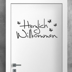 Wandaufkleber Wandtattoo Aufkleber Wand Herzlich Willkommen Schriftzug Tattoo Sprachen Herz Dekor Welcome Zuhause Home Sweet
