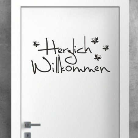 Wandaufkleber Wandtattoo Aufkleber Wand Herzlich Willkommen Schriftzug Tattoo Sprachen Herz Dekor Welcome Zuhause Home Sweet