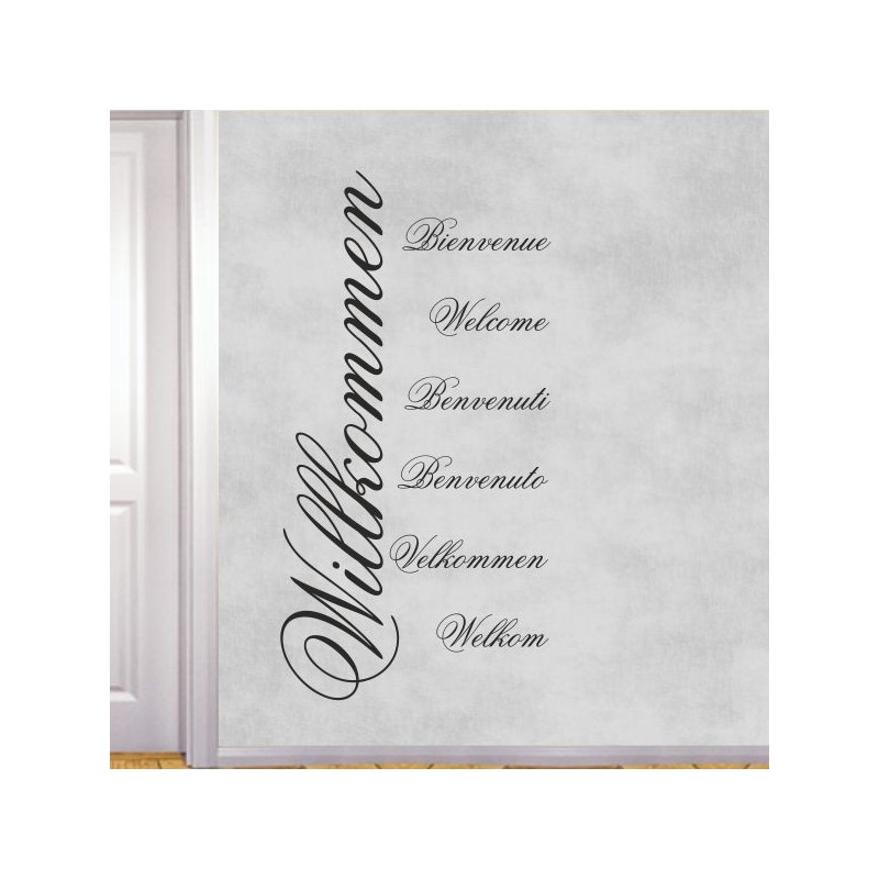 Wandaufkleber Wandtattoo Aufkleber Wand Herzlich Willkommen Schriftzug Tattoo Sprachen Herz Dekor Welcome Zuhause Home Sweet