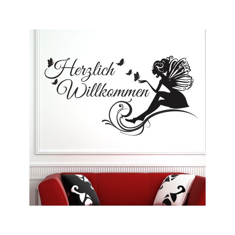 Wandaufkleber Wandtattoo Aufkleber Wand Herzlich Willkommen Schriftzug Tattoo Sprachen Herz Dekor Welcome Zuhause Home Sweet
