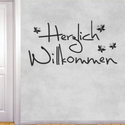 Wandaufkleber Wandtattoo Aufkleber Wand Herzlich Willkommen Schriftzug Tattoo Sprachen Herz Dekor Welcome Zuhause Home Sweet