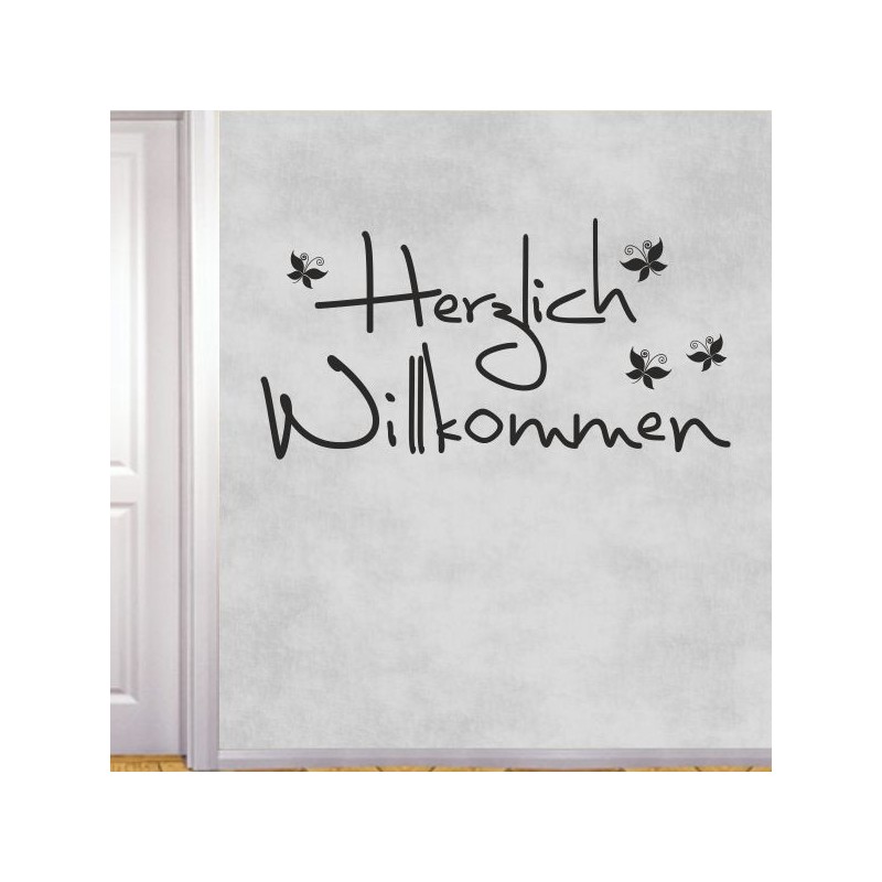 Wandaufkleber Wandtattoo Aufkleber Wand Herzlich Willkommen Schriftzug Tattoo Sprachen Herz Dekor Welcome Zuhause Home Sweet