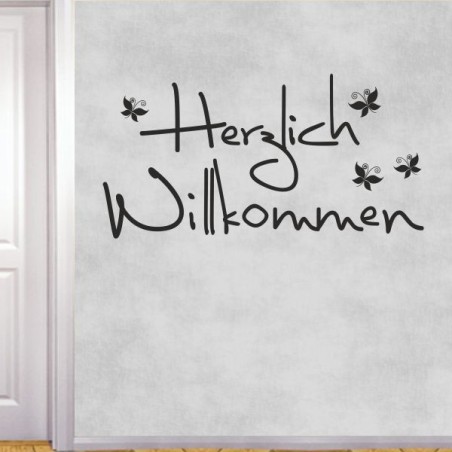 Wandaufkleber Wandtattoo Aufkleber Wand Herzlich Willkommen Schriftzug Tattoo Sprachen Herz Dekor Welcome Zuhause Home Sweet