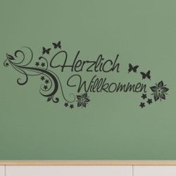 Wandaufkleber Wandtattoo Aufkleber Wand Herzlich Willkommen Schriftzug Tattoo Sprachen Herz Dekor Welcome Zuhause Home Sweet