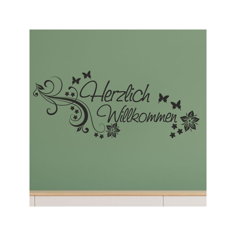 Wandaufkleber Wandtattoo Aufkleber Wand Herzlich Willkommen Schriftzug Tattoo Sprachen Herz Dekor Welcome Zuhause Home Sweet