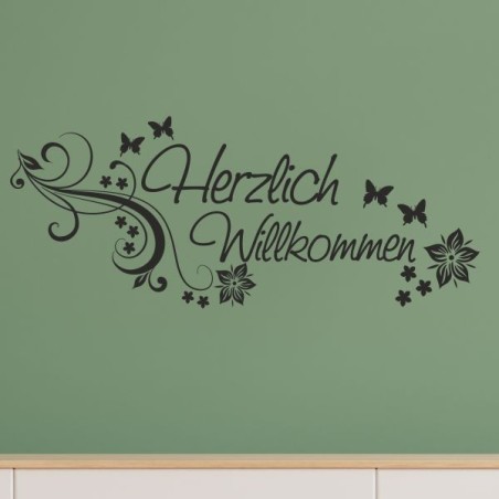 Wandaufkleber Wandtattoo Aufkleber Wand Herzlich Willkommen Schriftzug Tattoo Sprachen Herz Dekor Welcome Zuhause Home Sweet