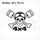 Offroad Motive Aufkleber SET 4x4 Kolben Totenkopf Motorrad Biker